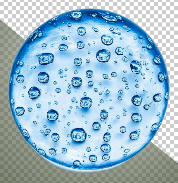 Gouttes bleues dans une sphère liquide transparente découpée png