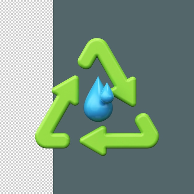 Gouttes D'eau 3d Avec Symbole De Recyclage Conservation Et Traitement De L'eau