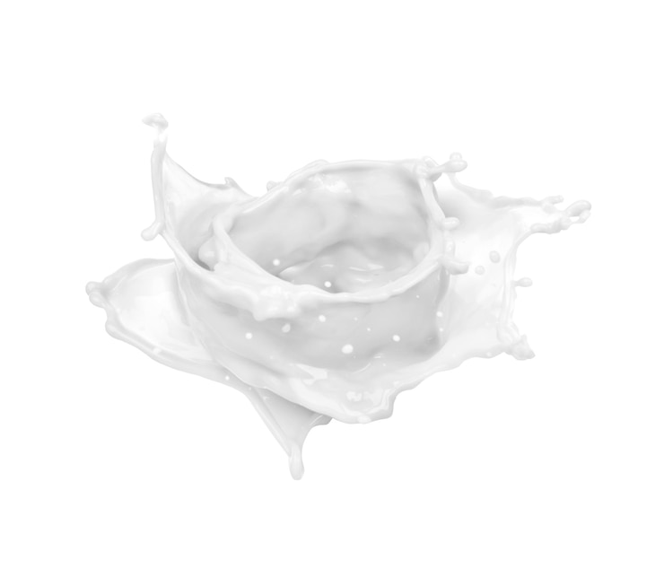 PSD gouttes de lait isolées et éclaboussures fond transparent