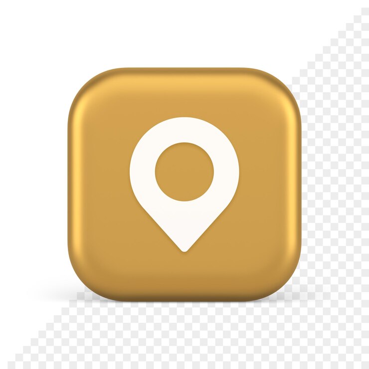 PSD gps mapa pin ubicación servicio botón aplicación dirección distancia puntero 3d icono realista
