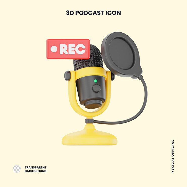 PSD grabación de micrófono 3d podcast ilustración para la infografía de la aplicación web uiux, etc.