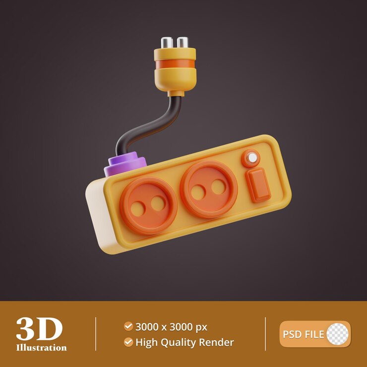 PSD grabación registro cable de alimentación ilustración 3d