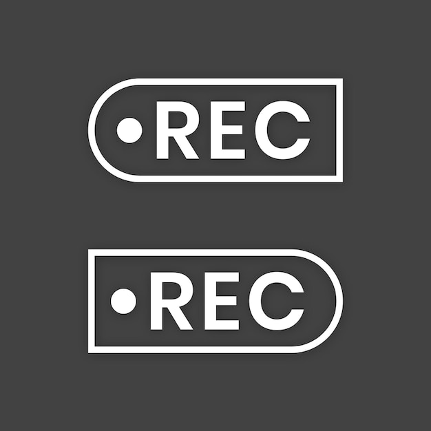 Grabación de vídeo elemento botón rec archivo psd ilustración vectorial de fondo transparente para la transmisión