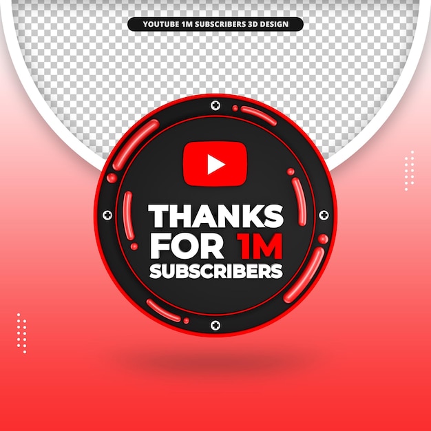 Gracias por 1 millón de suscriptores icono de renderizado frontal 3d para youtube
