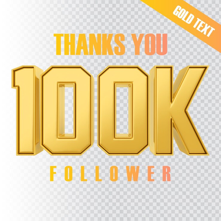 PSD gracias 100k seguidor representación de texto en 3d