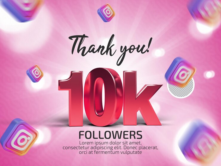 PSD gracias 10k seguidores en instagram psd texto renderizado en 3d con texto editable
