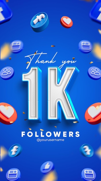 Gracias por 1k publicaciones de historias en redes sociales para amigos y seguidores de facebook