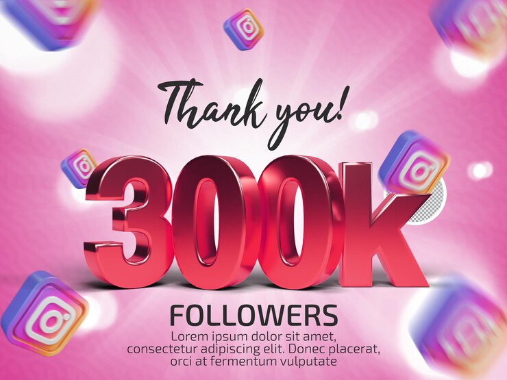 PSD gracias 350k seguidores en instagram psd texto renderizado en 3d con texto editable