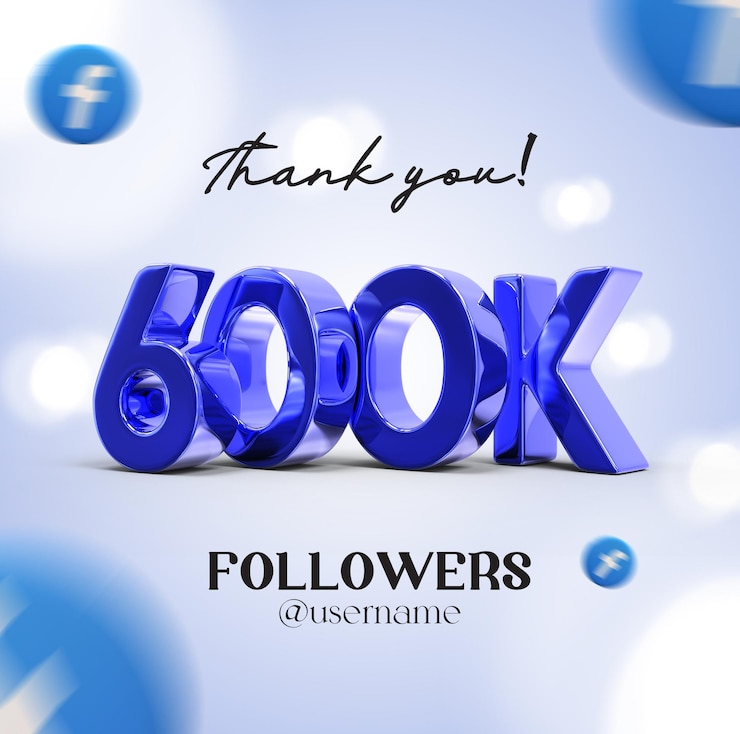 PSD gracias por 600k suscriptores icono de renderizado 3d para facebook
