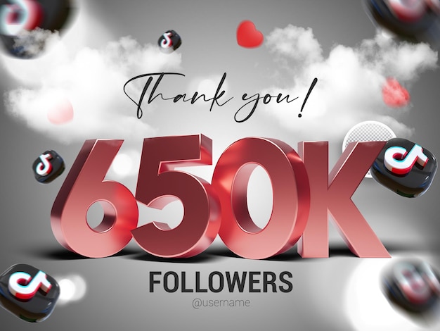 PSD gracias 650k seguidores en tiktok psd