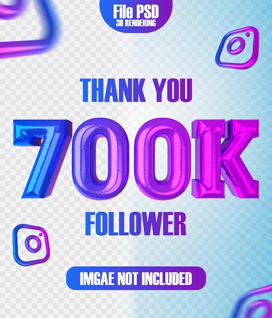 Gracias 700k seguidor representación 3d