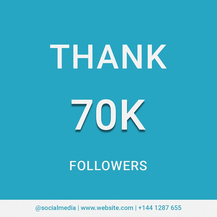 PSD gracias 70k plantilla de publicación de instagram psd diseño plantilla de diseño de tipografía de redes sociales