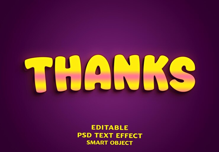 PSD gracias al diseño de efectos de texto 3d