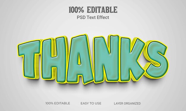 Gracias archivo editable de efecto de texto 3d