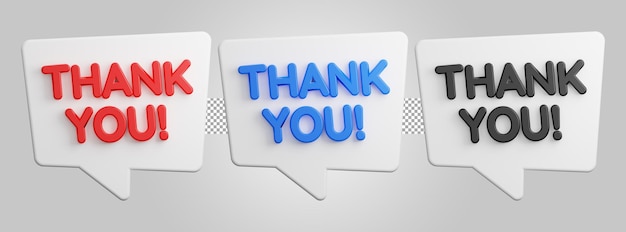 Gracias burbuja chat aislado sobre fondo transparente 3D Render