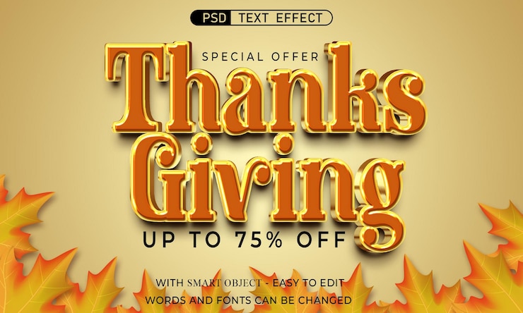 PSD gracias dando venta con efecto de texto estilo 3d.