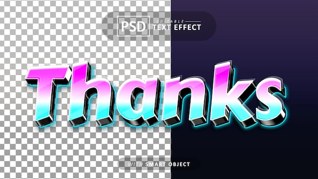 Gracias efecto de texto 3d editable