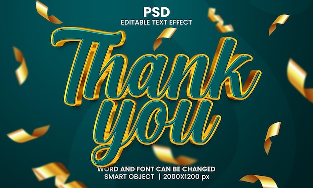 PSD gracias efecto de texto editable en 3d psd premium con fondo