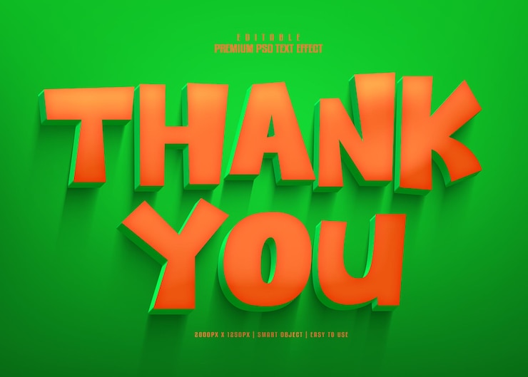 PSD gracias efecto de texto psd 3d premium editable