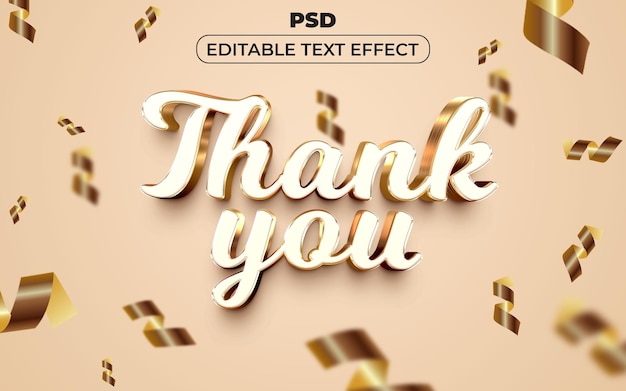 PSD gracias estilo de efecto de texto editable en 3d con fondo