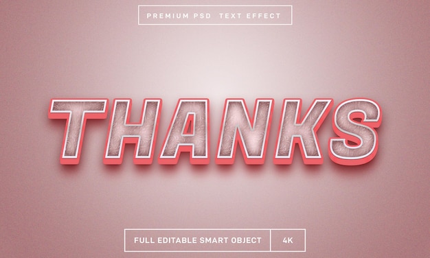 Gracias plantilla de efecto de estilo de texto 3d premium psd