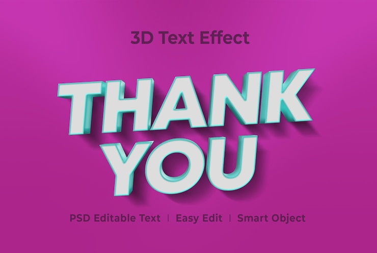 PSD gracias plantilla de maqueta de efecto de estilo de texto 3d premium