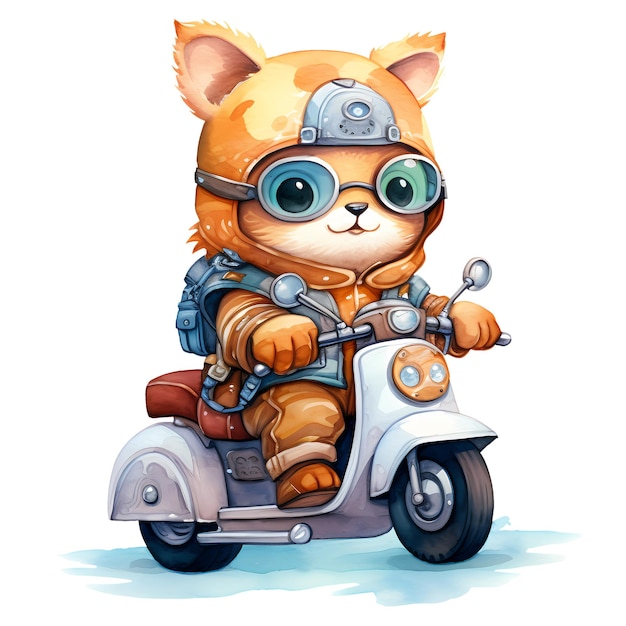 PSD graciosa ilustración de clipart de motocicleta de fox