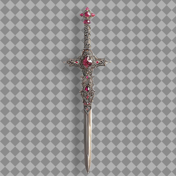 PSD gracioso forjado ruby rapier com um design intrincado um slend png game asset em fundo limpo