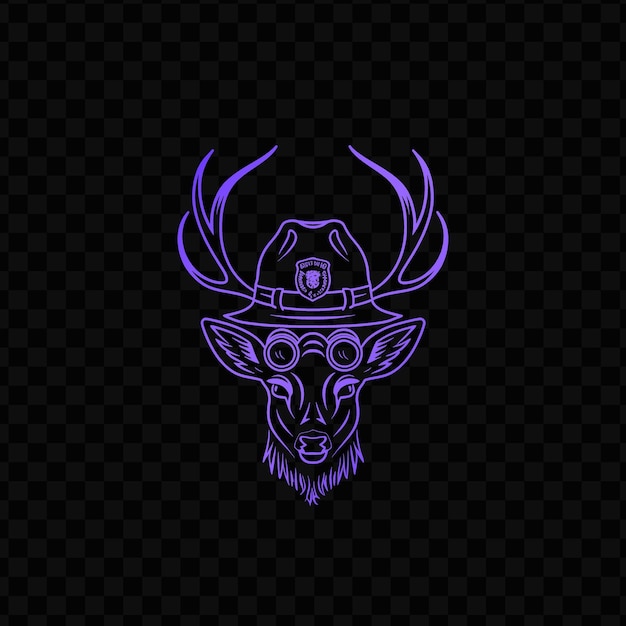 El gracioso logotipo de la mascota de los ciervos con el sombrero del guardabosques y la tinta de la camiseta psd vector tattoo