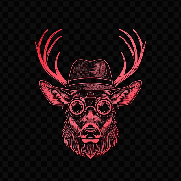 PSD el gracioso logotipo de la mascota de los ciervos con el sombrero del guardabosques y la tinta de la camiseta psd vector tattoo
