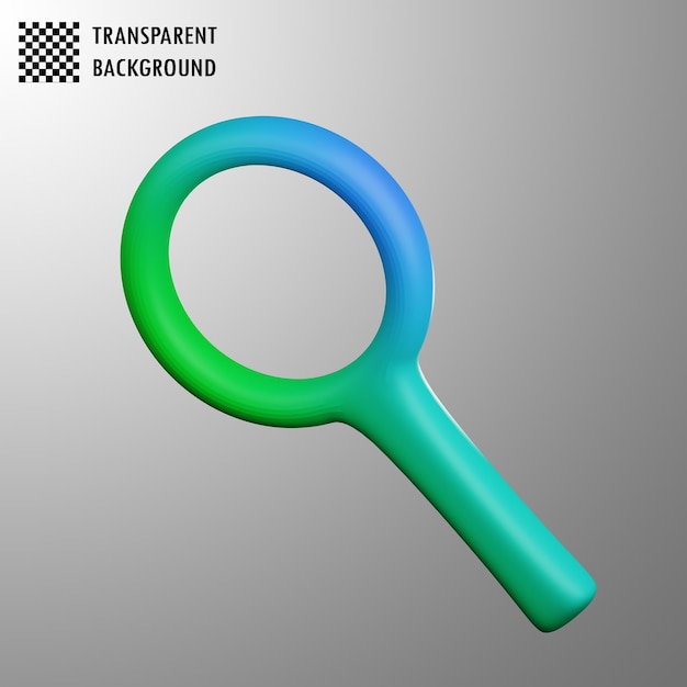 Gradient 3D-Cartoon-Lupe-Glas-Symbol