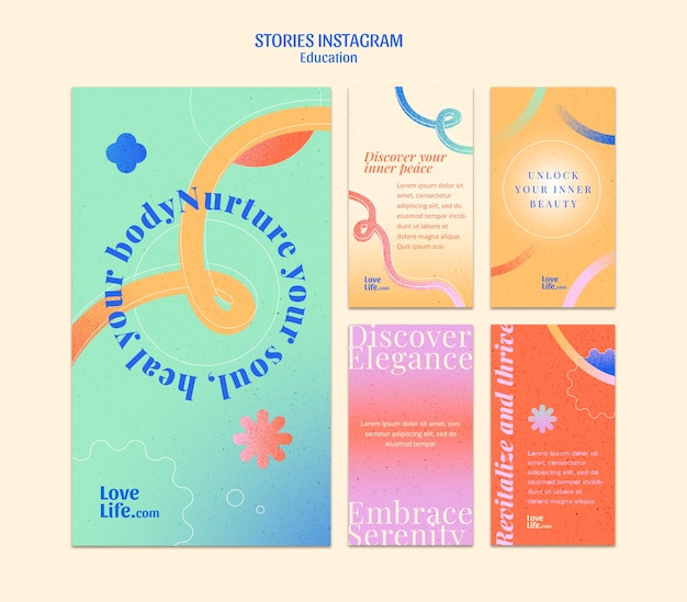 Gradient-Bildungskonzept instagram-Geschichten.