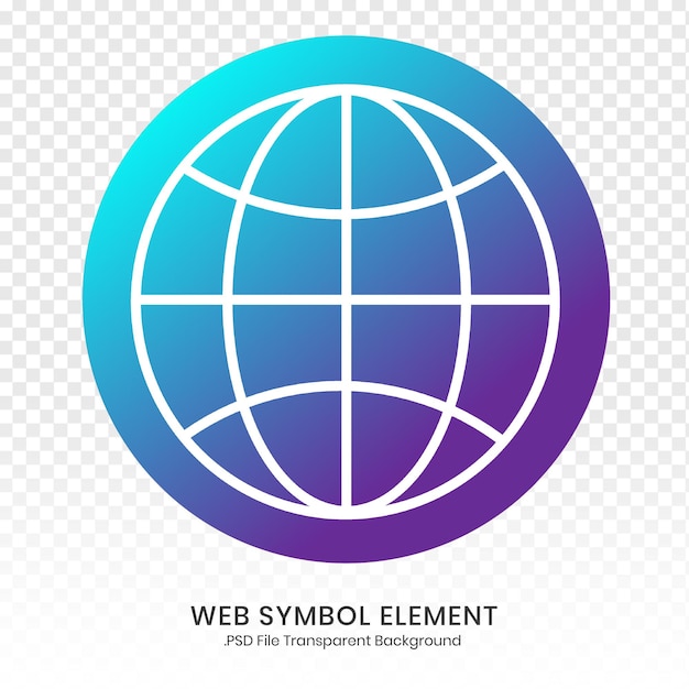 gradient bleu pourpre icône du globe fichier psd fond transparent