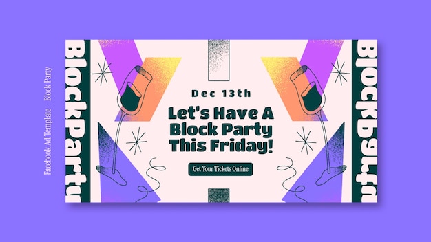 Gradient block party facebook template