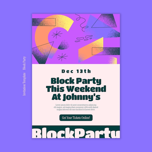 Gradient block party invitation template