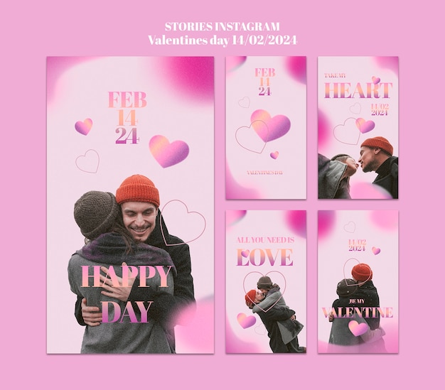 PSD gradient celebra el día de san valentín en las historias de instagram