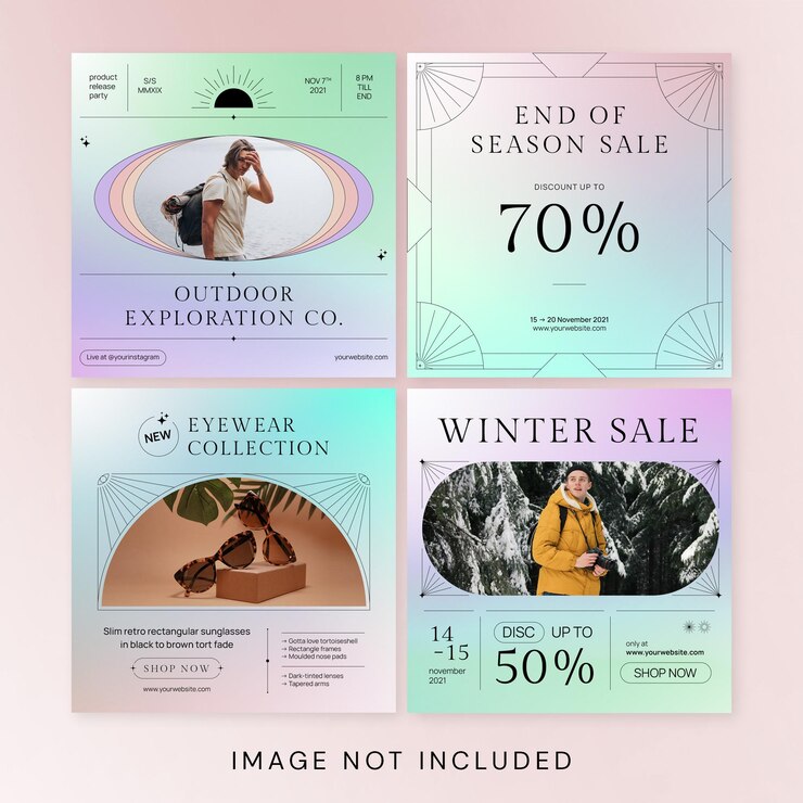 Gradient Fashion Social Media Instagram Template Turchese