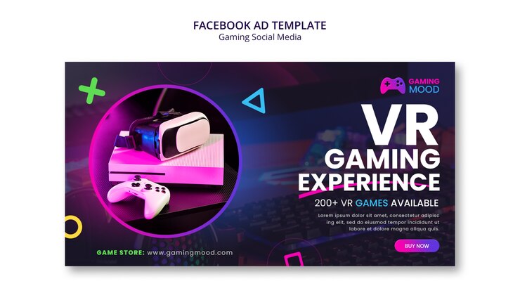 PSD gradient gaming social media facebook ad template
