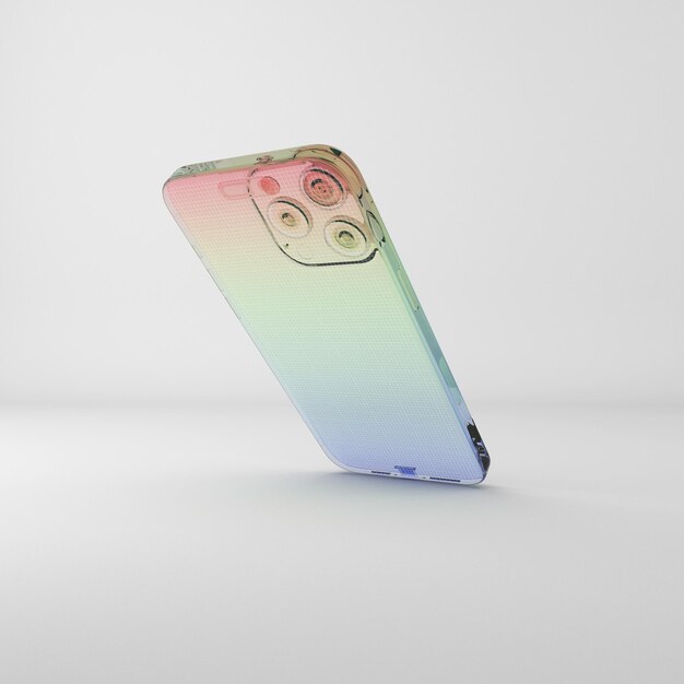 PSD gradient glass phone 15 pro max mockup