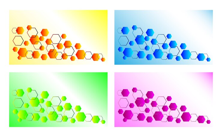 PSD gradient hexagon pattern background set