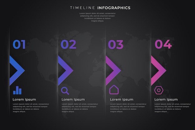 PSD gradient infographie ensemble d'étapes