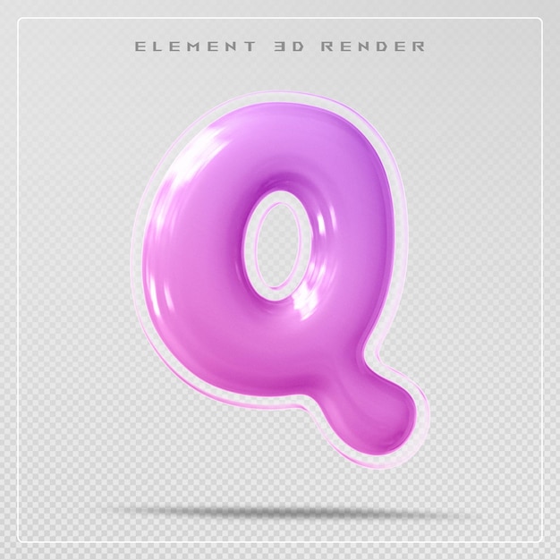 Gradient letter q font bubble 3d render