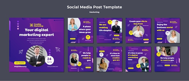 PSD gradient marketing instagram beiträge vorlagendesign