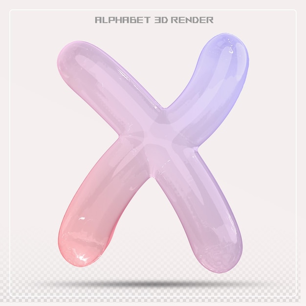Gradient písma X s bublinkami Abeceda 3D renderování