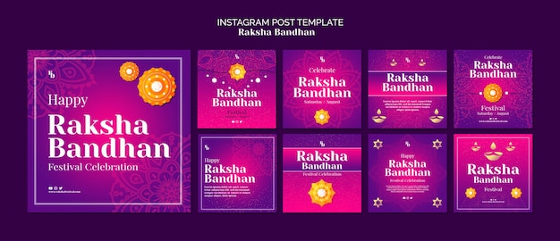 PSD gradient raksha bandhan instagram posts sammlung mit mandalas