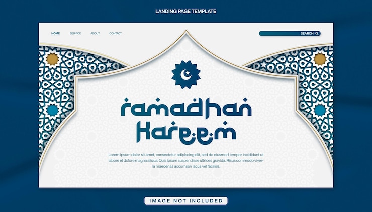 PSD gradient ramadhan kareem la page d'atterrissage est un modèle de bannière avec un motif islamique.