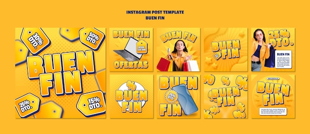 PSD gradiente buen fin postagens do instagram