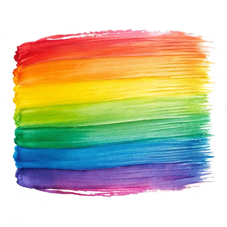 PSD gradiente de color arco iris, trazo de pincel de acuarela aislado en png blanco o transparente
