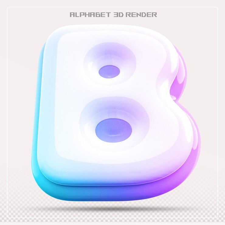 PSD gradiente de fuente de la letra burbuja b renderizado en 3d del alfabeto