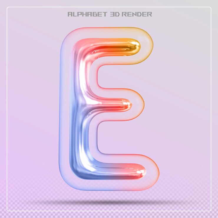 PSD gradiente de fuente de la letra burbuja e renderizado en 3d del alfabeto